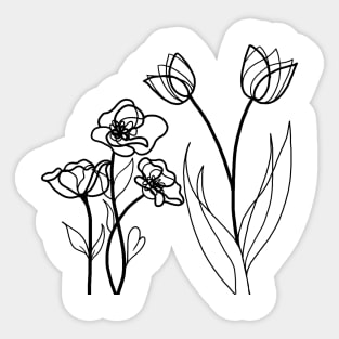 LINE ART FLOWERS Sticker